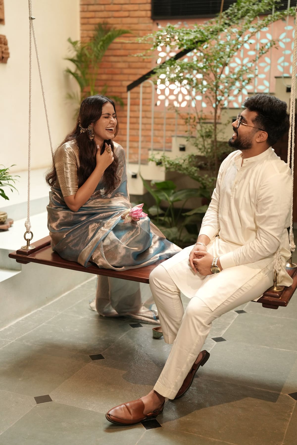 Sakshi and Manvendra together on the evening of their engagement
